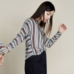 Where Mountains Meet Striped Silk Blouse, Small